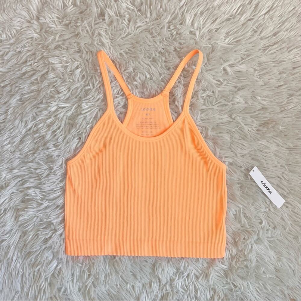 Ododos Light Pastel Orange Ribbed Cropped Racerback Tank Top M/L NWT